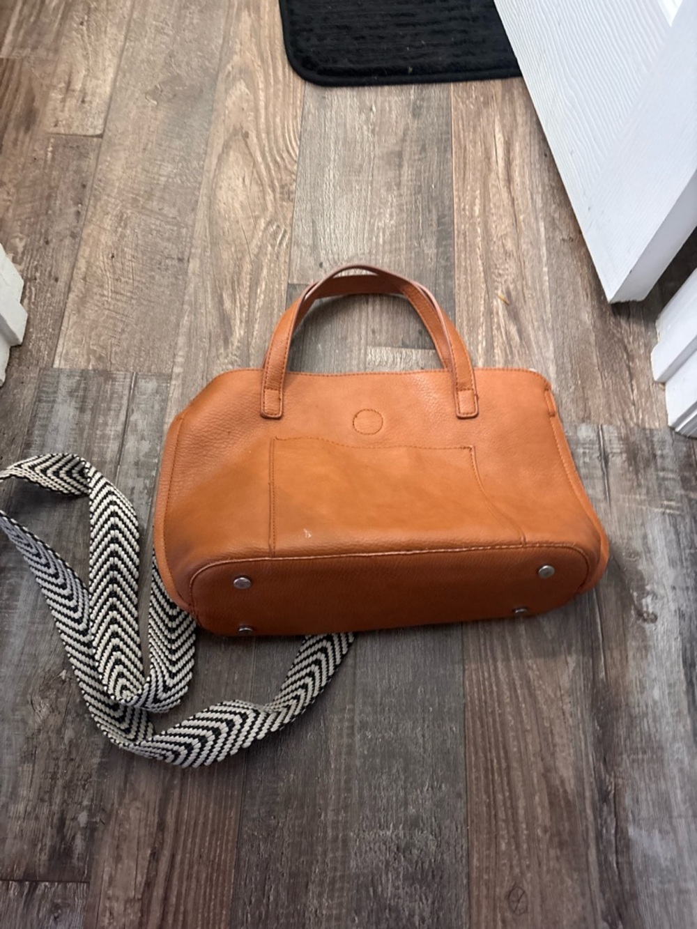 Leather Convertible Satchel in Tan with Removable Strap